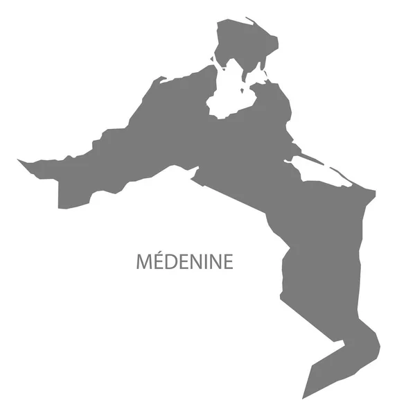 Medenine Túnez Mapa gris — Vector de stock