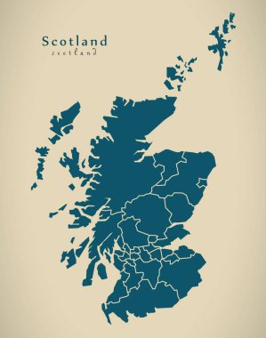 Modern harita - bölgeleri İngiltere ile İskoçya