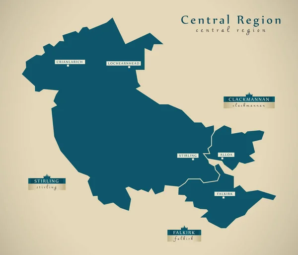 Mappa moderna - Regione Centrale UK Scozia — Foto Stock