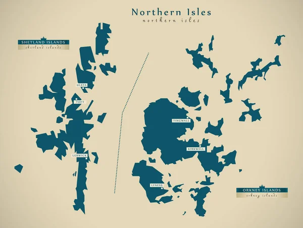 Moderne kaart - noordelijke eilanden Uk Schotland — Stockfoto