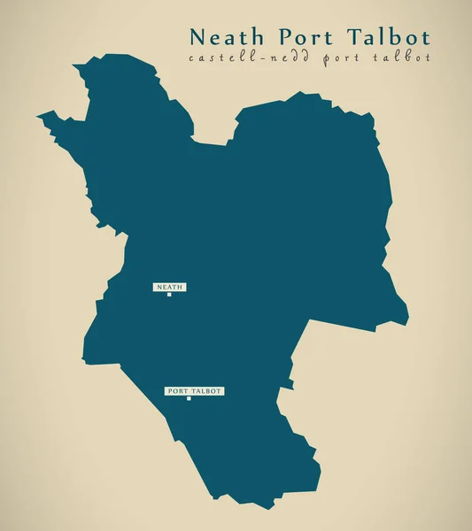 ニース ・ ポート ・ タルボット ウェールズ英国の現代の地図 — ストック写真