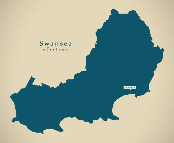 Mapa moderno - Swansea Wales Reino Unido — Fotografia de Stock