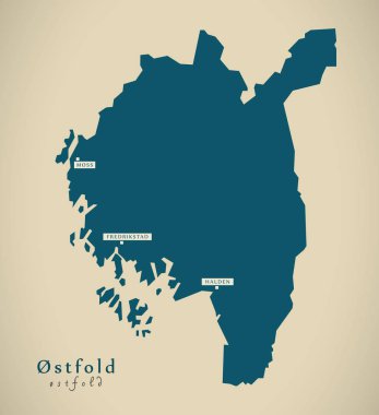 Modern harita - Ostfold Norveç No