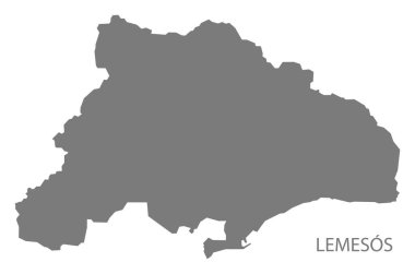Lemesos Kıbrıs harita gri