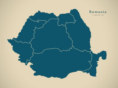 Modern harita - Romanya Ro bölgeleriyle 