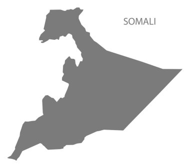 Somali Etiyopya harita gri