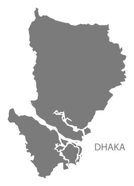 Dhaka Bangladeş harita gri