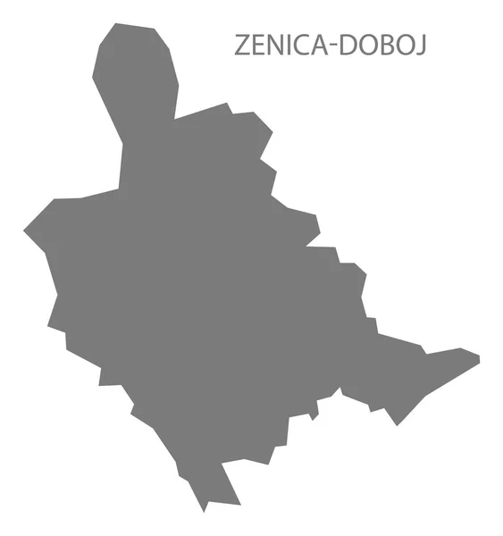 Zenica-Doboj Bosnia y Herzegovina Mapa gris — Archivo Imágenes Vectoriales