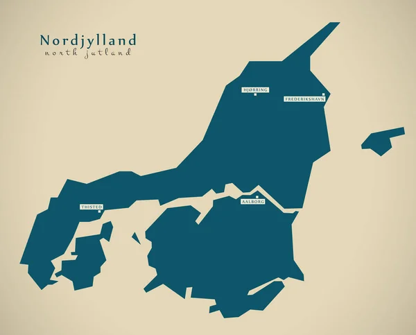 Nowoczesne-Mapa - Dk dania Nordjylland — Zdjęcie stockowe