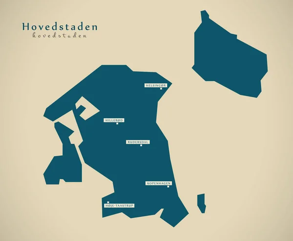 Mappa moderna - Hovedstaden Danimarca DK — Foto Stock