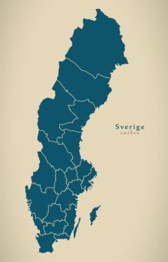 Modern harita - İsveç bölgeleriyle Se 