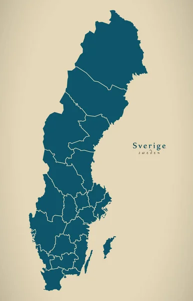 Mapa moderno - Suécia com regiões SE — Fotografia de Stock