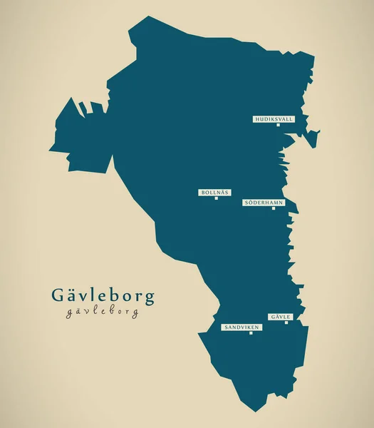 Moderne kaart - Gavleborg Zweden Se — Stockfoto