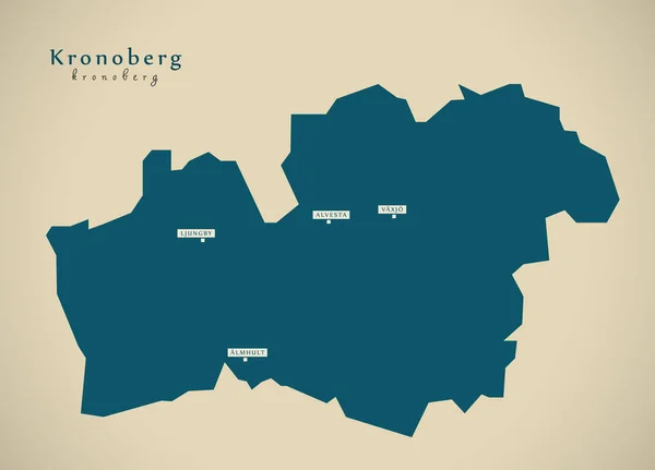 Mapa moderno - Kronoberg Suecia SE — Foto de Stock