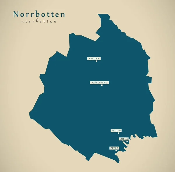 Mapa moderno - Norrbotten Suecia SE — Foto de Stock