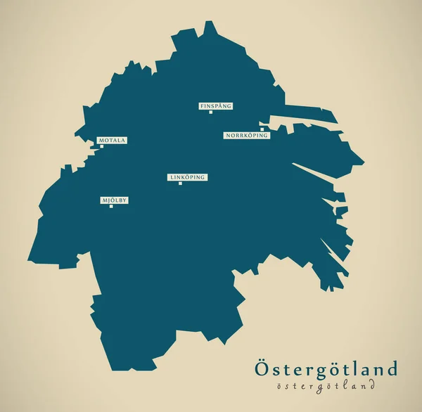 Moderne kaart - Ostergotland Zweden Se — Stockfoto