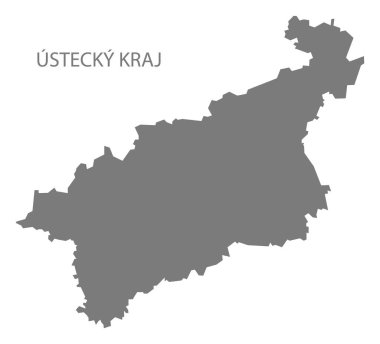 Ustecky Kraj Çek Cumhuriyeti harita gri