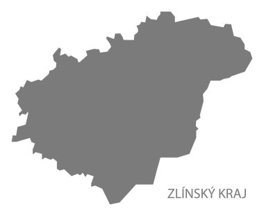 Zlinsky Kraj Çek Cumhuriyeti harita gri