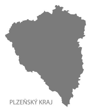 Plzensky Kraj Çek Cumhuriyeti harita gri