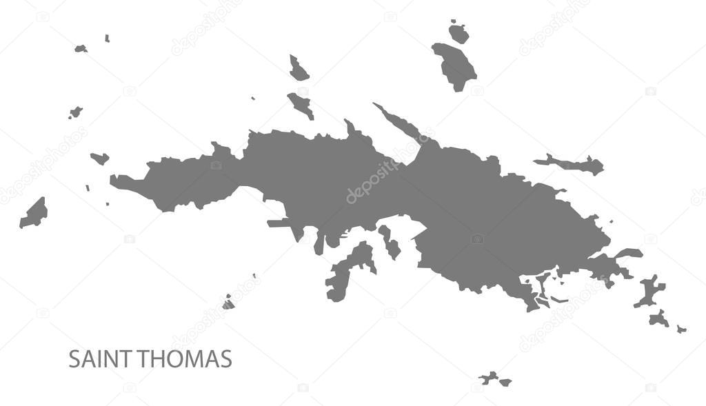 Saint Thomas United States Virgin Islands Map grey