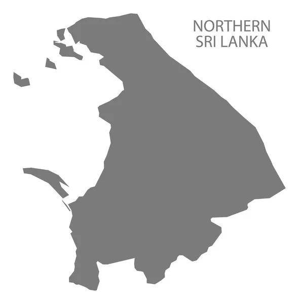 Norte de Sri Lanka Mapa gris — Vector de stock