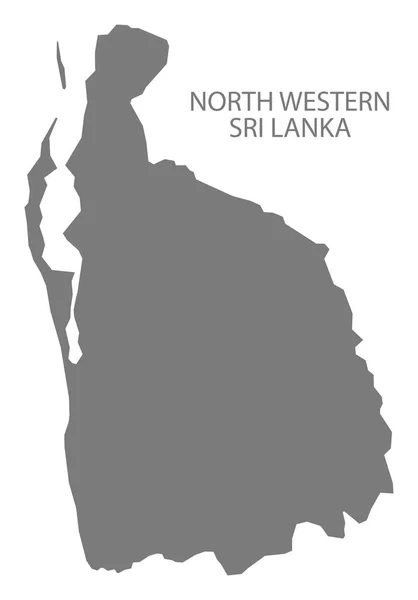 North Western Srí Lanka-mapa šedá — Stockový vektor