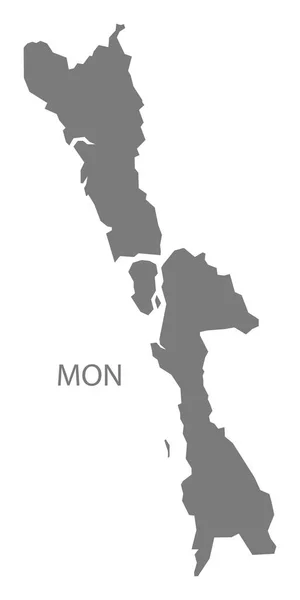 Mon Myanmar Map Grey — стоковый вектор