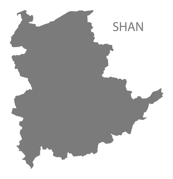 Shan Myanmar mapa cinza —  Vetores de Stock