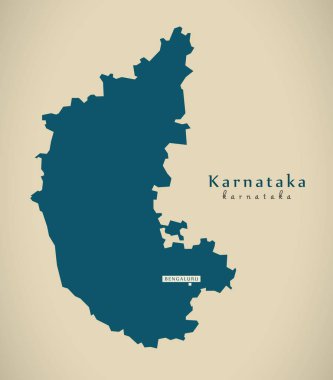 Modern harita - Karnataka, Hindistan federal devlet illüstrasyon