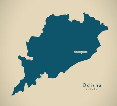 Modern harita - Odisha içinde Hindistan federal devlet illüstrasyon