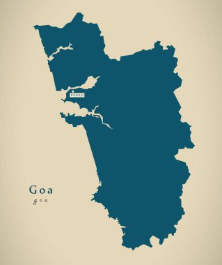 Modern harita - Goa, Hindistan federal devlet illüstrasyon
