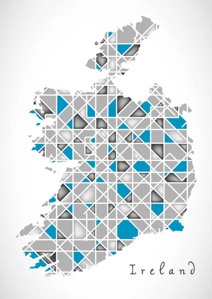 爱尔兰地图水晶钻石风格图稿 — 图库矢量图片