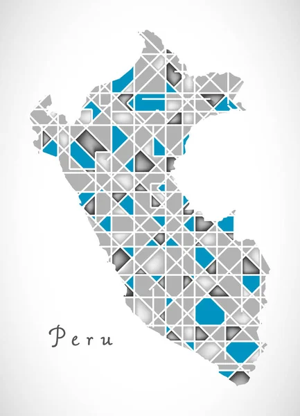 Mapa Peru crystal diamond stylu kresby — Stockový vektor