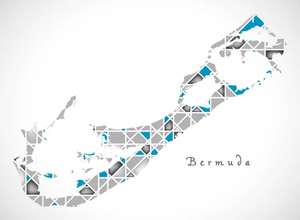 Mappa delle Bermuda opere d'arte in stile diamante cristallo — Vettoriale Stock