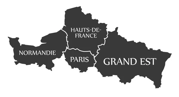 Normandie - Paris - Hauts-de-France - Grand Est Map France — ストックベクタ