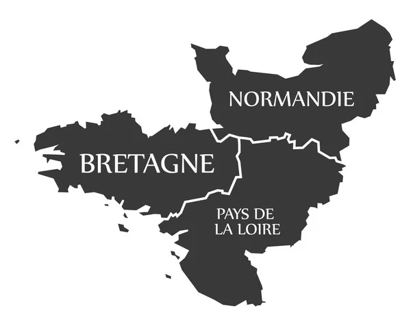 Bretagne - Normandie - Pays de la Loire Map France — Stock Vector