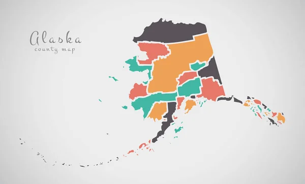 Moderní mapa - Alaska abstraktní kulatý tvar mapa okresů Usa Rozmr — Stockový vektor