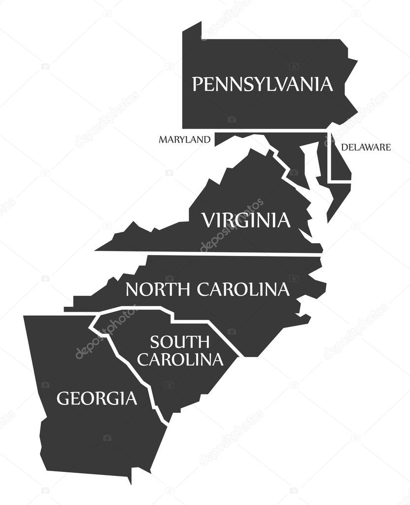 Pennsylvania - Maryland - Delaware - Virginia - North and South 