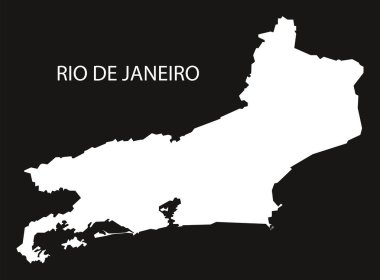 Rio de Janeiro Brezilya harita siyah ters