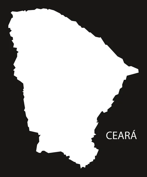 Ceara Brasil Mapa negro invertido — Vector de stock