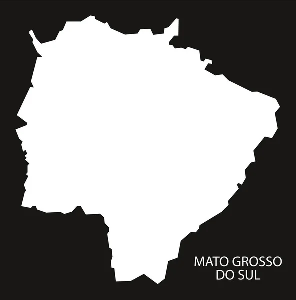 Mato Grosso do sul Brésil Carte noire inversée — Image vectorielle