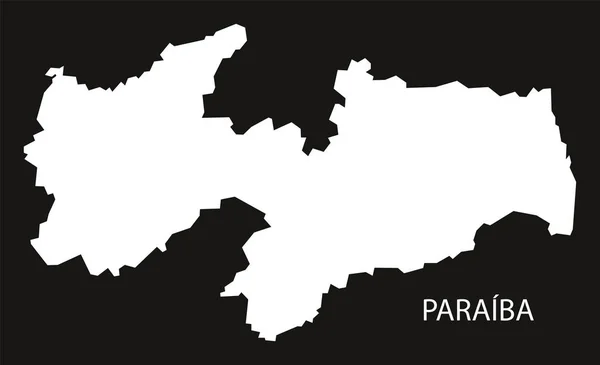 Paraiba Brasil Mapa negro invertido — Vector de stock