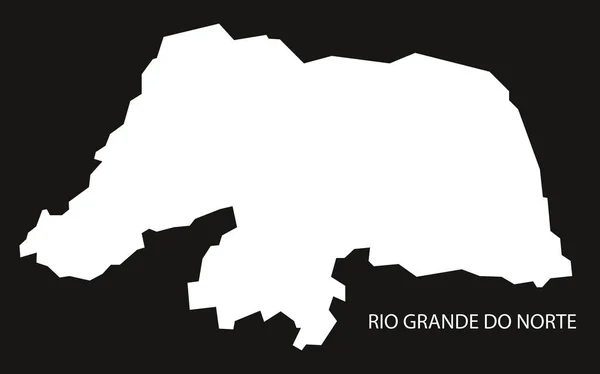 Rio Grande do Norte Brasil Mapa negro invertido — Vector de stock