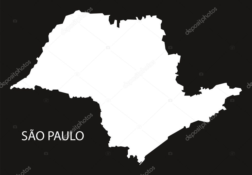 Sao Paulo Brazil Map black inverted