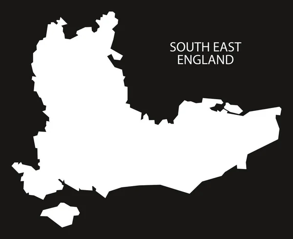 Sudeste da Inglaterra Mapa preto invertido — Vetor de Stock