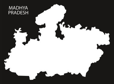Ters Madhya Pradesh Hindistan harita siyah