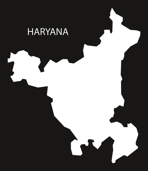Haryana India Mapa negro invertido — Vector de stock
