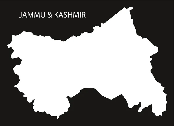 Jammu Caxemira Índia Mapa preto invertido —  Vetores de Stock