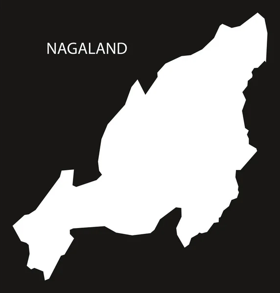 Nagaland India Mapa negro invertido — Archivo Imágenes Vectoriales