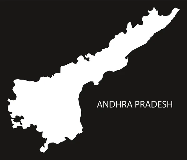 Andhra Pradesh Indien karta svart inverterad — Stock vektor